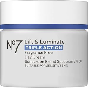 No7 Lift & Luminate Triple Action Face Cream - Fragrance Free Face Moisturizer with SPF 30