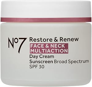No7 Restore & Renew Multi Action Face & Neck Cream - Anti Aging Face Moisturizer with SPF