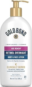 Gold Bond Age Renew Retinol Overnight Body & Face Lotion, 13 Oz, Anti-Aging Moisturize