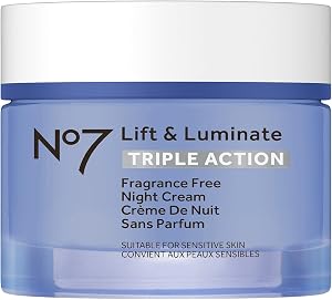 No7 Lift and Luminate Triple Action Fragrance-Free Night Cream – Anti-Wrinkle Collagen Pep