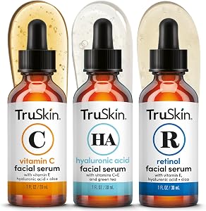 TruSkin Face Serum Trio - Vitamin C, Retinol & Hyaluronic Acid Anti-Aging Serums for Face
