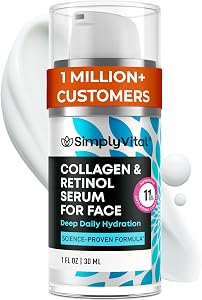 SimplyVital Collagen, Retinol & Hyaluronic Acid Serum - Anti-Aging Moisturizer for Face, N