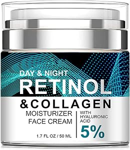 Retinol Collagen Cream for Face with 5% Hyaluronic Acid Anti-Aging Cream Anti-Wrinkle Redu