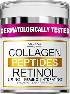 Retinol Cream for Face with Collagen Peptides - Anti Aging Wrinkle Cream for Women and Men